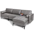thumbnail image 1 of Costway Modular L-shaped Sectional Sofa with  Reversible Chaise & 2 USB Ports Grey, 1 of 10