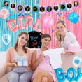 thumbnail image 3 of Gender Reveal Decorations, 138pcs Baby Gender Reveal Party Supplies Tableware - Boy or Girl Banner Balloons Photo Props Cake Topper Tablecloth Plates Napkins Cups for Party Set, 3 of 7