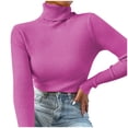 thumbnail image 1 of SNKSDGM Chemises à Manches Longues pour Femmes Hauts à Manches Longues pour Femmes Décontractés Chandail à Col Roulé Uni pour Femme Chandail en Tricot T-Shirt L, 1 of 5
