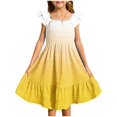 thumbnail image 1 of MIASHUI Robes pour Filles à Manches Volantées Extensibles, Coupe Trapèze Évasée, Robe d'École, Jaune, 9-10 Ans, 1 of 5