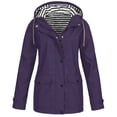 thumbnail image 1 of Jackets Women Solid Rain Jacket Outdoor Plus Size Hooded Raincoat Windproof Womens Spring Jacket on Clearance, 1 of 7
