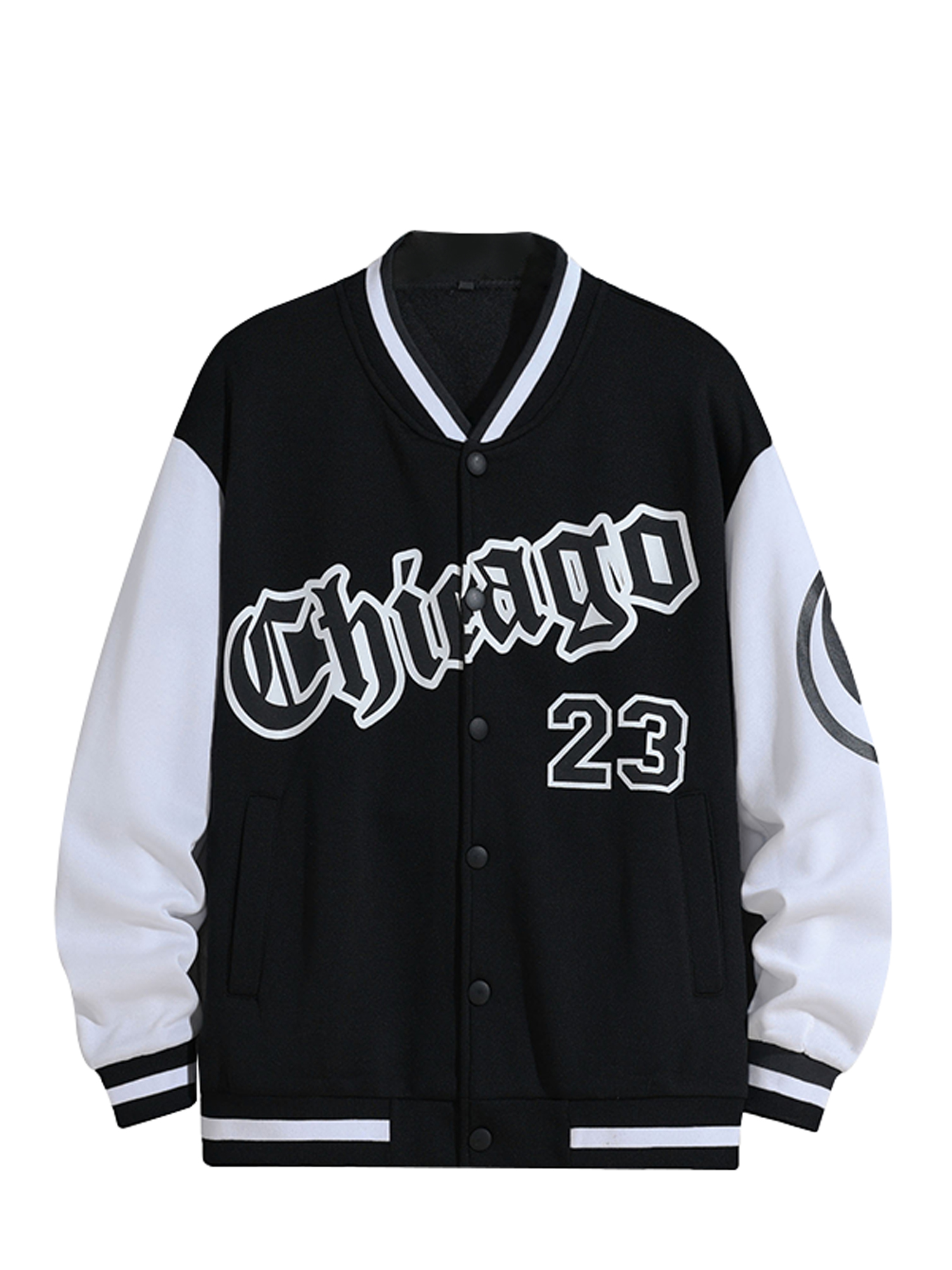 Faithtur Men's Spring Autumn Casual Coat Long Sleeve Letter Printed Button Up Contrast Color Baseball Jacket