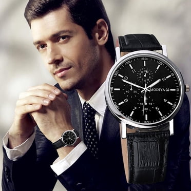 Montre pour Homme à Cadran Romain Classique avec Bracelet en Cuir et Fonction Calendrier de Date pour un Style Tendance