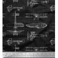 thumbnail image 1 of Soimoi Polyester Crepe Fabric Check & Airplane Transport Print Fabric by The Yard 52 Inch Wide, 1 of 3