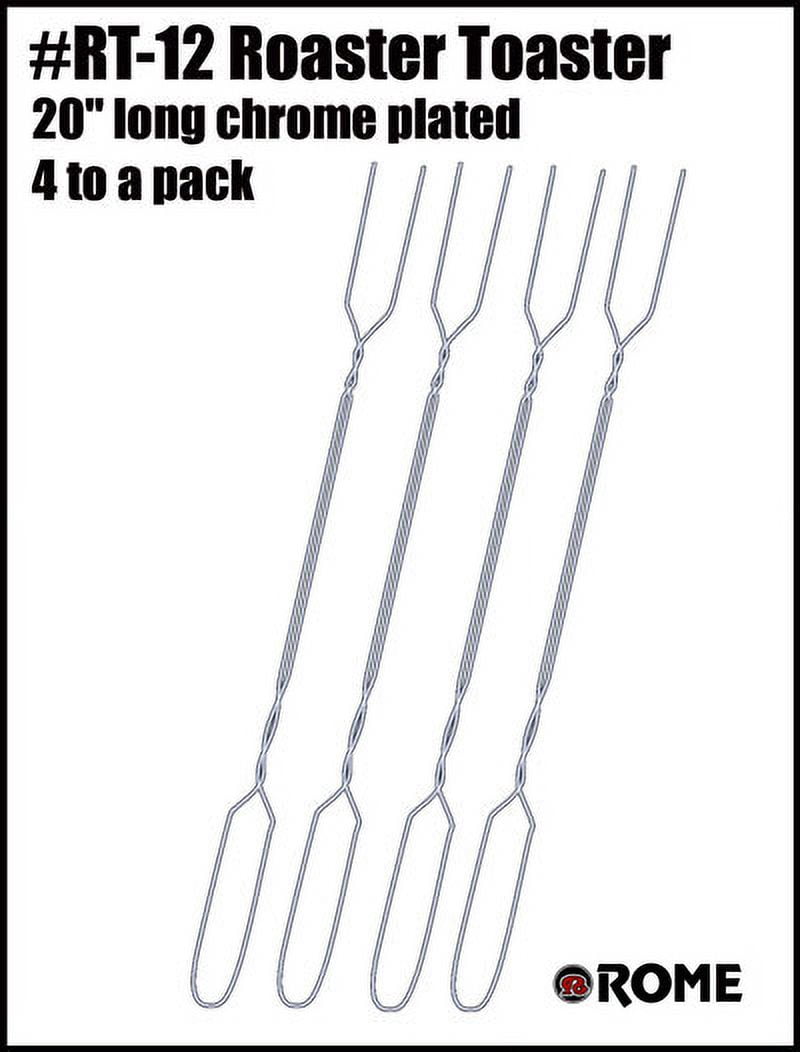 Rome Industry Campfire Roasting Fork RT-12 Roaster Toaster; 20 Inch Length; Chrome Plated; Steel; Set Of 4
