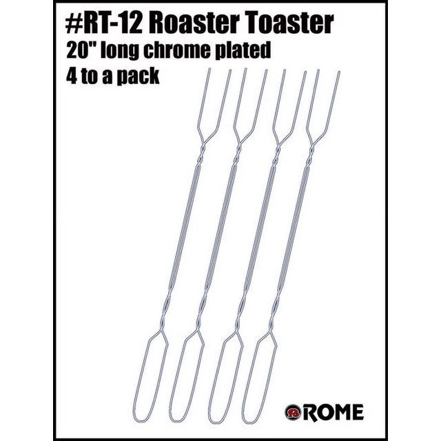 Rome Industry Campfire Roasting Fork RT-12 Roaster Toaster; 20 Inch Length; Chrome Plated; Steel; Set Of 4