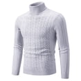 thumbnail image 2 of Xcmzpl Men Turtleneck Sweater Long Sleeve Cable Knit Sweaters Slim Fit Mock Neck Twisted Pullover Solid Fall Sweater Tops, 2 of 6