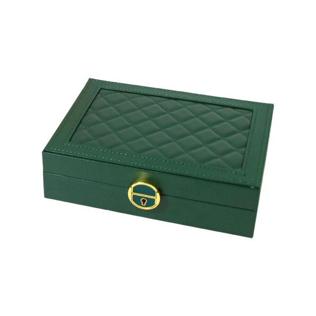 lionlar Travel Jewelry Box, Jewelry Storage Display Holder Mini Double Layer Soft Velvet Green