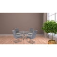 thumbnail image 1 of K-Living Logan 5Pcs Round Glass And Chrome Base Dining Table With Tufted Velvet Chairs In Grey, 1 of 4