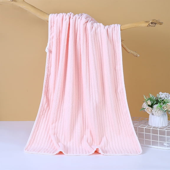 Corals Fleece Towel With Large Strips And Absorbent Edges For Men And Women To Wash Their Faces Take A Bath Dry Their Hair And Wipe Their Hair