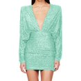 thumbnail image 4 of Pisexur Robes pour Femmes Robe de Cocktail à Col en V Profond Robe de Soirée à Paillettes de Mode Robe de Boîte de Nuit de Fête Tunique Dos Ouvert Robes de Retour à la Maison Robe Élégante pour Invitée de Mariage Robe Midi, 4 of 6
