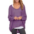 thumbnail image 1 of Bellella Hauts Légers pour Femmes Tricot Col Rond T-Shirt Quotidien Tee Violet S, 1 of 2