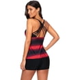 thumbnail image 5 of Haut de Tankini à Imprimé à Blocs de Couleur pour Femmes à Dos Croisé avec Short Garçon Maillot de Bain (M-TTTG), 5 of 5