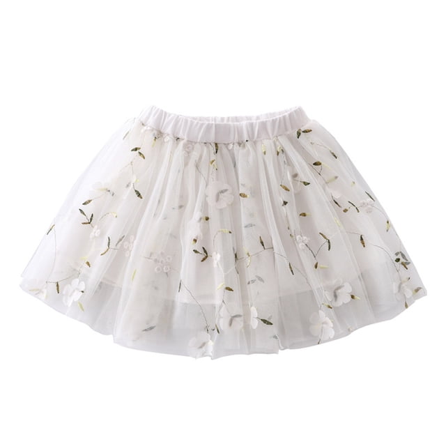 Birdeem Toddler Girls Cute Party Dance Solid Color Embroidery Net Yarn Tulle Princess Dress Skirt