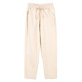 thumbnail image 1 of MAWCLOS Ladies Loungewear Mid Waisted Trousers Elastic Waist Bottom Soft Vacation Solid Color Pants Khaki L, 1 of 2