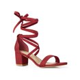 thumbnail image 1 of BLISSFUL STEP Women's Open Toe Lace Up Mid Chunky Heeled Sandals, 1 of 7