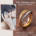 thumbnail image 3 of ORUYROP Women Triple Interlocked Rolling Ring, Delicate Looking, Stainless Steel/Gold Plated/Black (Send Gift Box), 3 of 7