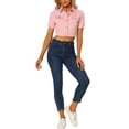 thumbnail image 2 of INSPIRE CHIC Veste en Denim Courte pour Femme à Manches Courtes, devant Boutonné, Veste en Jean Rose TP, 2 of 6