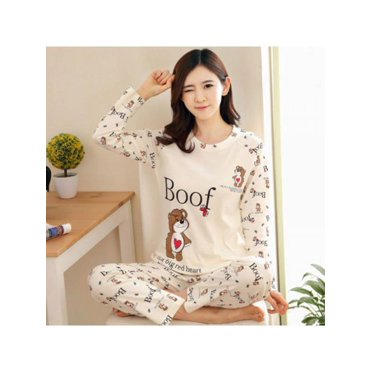 POINTERTECK Sleepwear for Women Womens Sleepwear Night Shirts for Women Sleepwear Sleep Wear Ladies Women‘s Nightshirt Cute Cartoon Print Long Sleeves Pajama Sets Sweet Loose Sleepwear