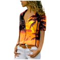 thumbnail image 1 of Hauts de Printemps pour Femmes Chemise Décontractée à Manches Courtes Imprimée Boutonnée Haut d'Été pour Femmes Jaune TTTG, 1 of 5