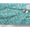 thumbnail image 2 of Soimoi Blue Poly Georgette Fabric Cedar Leaves Print Sewing Fabric BTY 52 Inch Wide, 2 of 3