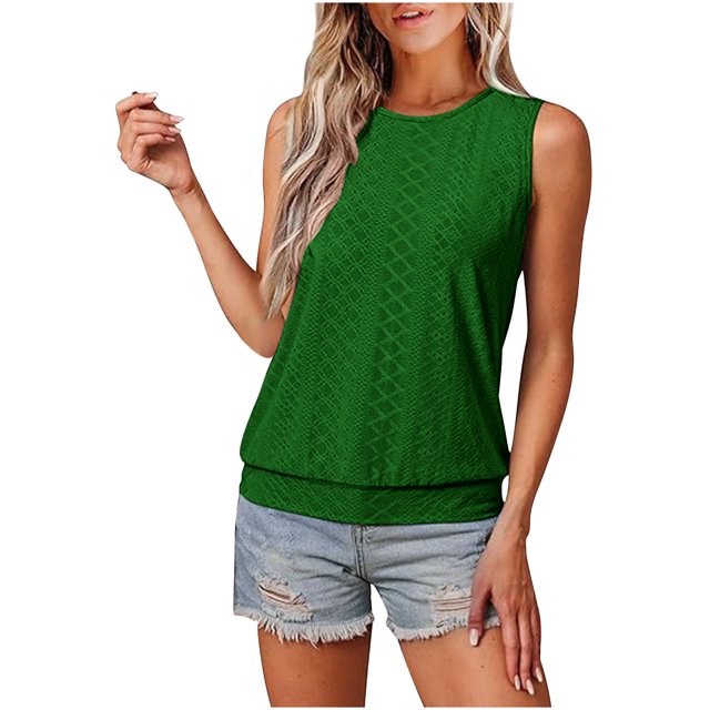 Liquidation! Hauts Grande Taille pour Femmes, Blouse à Manches Courtes d'Été pour Femmes, Haut Décontracté Ample Sans Manches à Col Rond