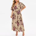 thumbnail image 4 of CHUANK Robes Maxi d'Été Grande Taille pour Invitée de Mariage Robe en Dentelle à Empiècements Épaules Dénudées Longues Robes Manches Courtes, 4 of 7