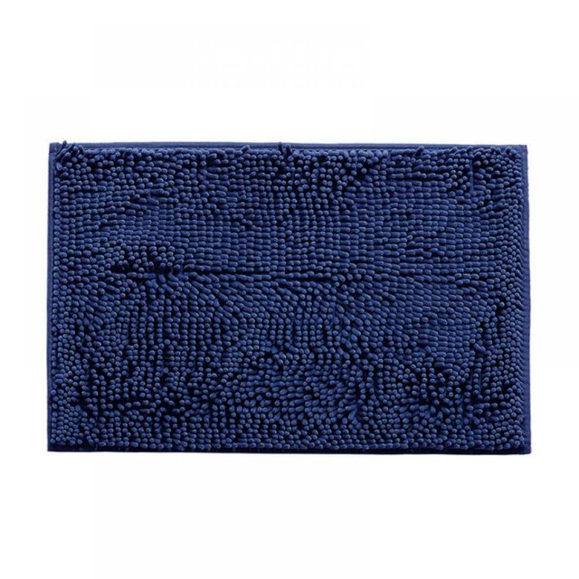 Chenille Bathroom Rug Mat 16”x24” Extra Soft and Absorbent Shaggy Rugs Machine Washable Quick Dry Bath Mat Plush Carpet for Tub Shower and Bath Room Floor Mats Navy Blue