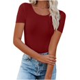 thumbnail image 1 of Timegard Tops for Women Summer Crew Neck Short Sleeve Solid Color Blouse Casual Tops Basic Tee Shirts, 1 of 6