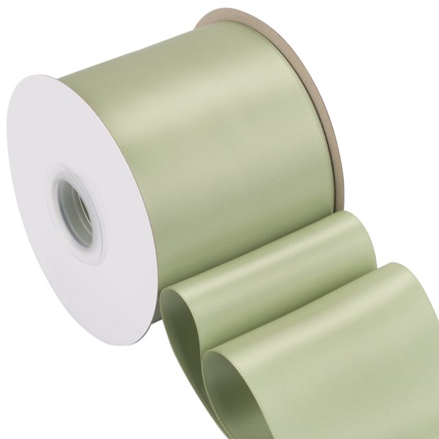 Joycrosso Spring Moss Ribbon 4 Inch Wide Thick Fabric Ribbon, 50 Yards Double Faced Satin for Chair Sash Bows Making Bouquet Sewing Christmas Decoration