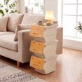 thumbnail image 4 of Costway 3 Pcs Bacs de Rangement sur Roulettes avec Couvercle Qui Reste Ouvert pour Cuisine Chambre Buanderie Garde-Robe Blanc + Naturel, 4 of 9