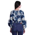 thumbnail image 2 of Moomaya Printed Womens Crop Top Wrap Style Top Wear Ruffle Long Sleeve Casual Summer Blouse, 2 of 5