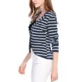 thumbnail image 4 of INSPIRE CHIC Blazer Mince à Rayures pour Femme à Revers Cranté avec Boutons Décoratifs, 4 of 7