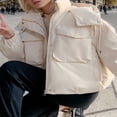 thumbnail image 4 of Solid Color Long Sleeve Puffer Coat with Hood and 2 Pockets for Women, 4 of 5