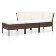 thumbnail image 1 of 3 Piece Garden Lounge Set with Cushions Poly Rattan Brown, 1 of 5