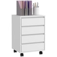 thumbnail image 1 of HOMCOM 4 Drawer File Cabinet, Filing Cabinet with Lockable Wheels, White, 1 of 10
