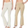 thumbnail image 1 of CHUANK Womens & Plus Stretch Cotton Fold-Over High Waist Bootcut Workout Flared Yoga Pants, 1 of 5