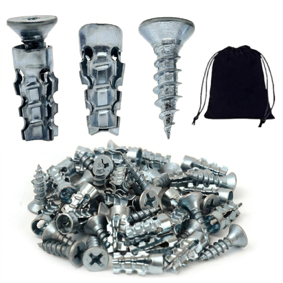 0.23*0.55in Cabinet Hinge Screw Hole Repair Kit,10/30/50/100 PCS Hinge Repair Screw & Expansion Anchor for Stripped Thread Restoration