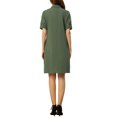 thumbnail image 3 of INSPIRE CHIC Robe Safari pour Femme Été à Col Boutonnée en Coton avec Ceinture Chemise-Robe TP Vert Armée, 3 of 6