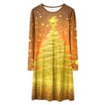 thumbnail image 4 of Splozh Robe Décontractée pour Fille à Manches Longues, Imprimé de Noël, Bal de Promo, Fête de Noël, Robes pour Fille, Or, 3-4 Ans, 4 of 5