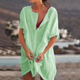 thumbnail image 2 of Robe Chemise pour Femmes Courte Mini Robe à Manches Courtes Chemise Patchwork de Couleur Unie, 2 of 9