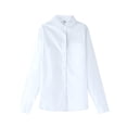 thumbnail image 1 of LNMQLPDBS Girls' Long Sleeve Pintuck Poplin Button Down Shirt Stylish and Comfortable, 1 of 5