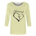 thumbnail image 4 of Penkiiy Hauts à Manches 3/4 Imprimés Cœur pour Femmes Col Rond Tunique de la Saint-Valentin Blouse L Kaki, 4 of 5