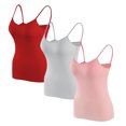 thumbnail image 1 of Timegard Camisoles pour Femmes 3 Pcs avec Soutien-Gorge Intégré Col Rond Bretelles Spaghetti Ajustées Douces Maillots de Corps Décontractés Hauts de Pyjama, 1 of 6