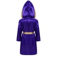 thumbnail image 2 of Alvivi Enfants Garçons Robe de Boxe Art Martial Muay Thaï Uniforme Manches Longues Kick Boxe Robe à Capuche Ensembles Violet 12, 2 of 7