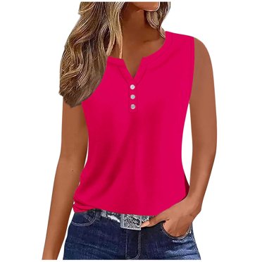 FAIWAD Débardeurs pour Femmes Chemises Tuniques à Boutons Manches Courtes Blouses Col en V T-Shirts Décontractés d'Été
