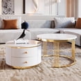 thumbnail image 2 of Homy Casa Tables Basses Rondes Modernes 27,6 Pouces Blanches avec Tiroirs, 2 of 8