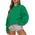 thumbnail image 2 of Mefallenssiah Mode Femmes Décontracté à Manches Longues Col Rond Chandail Ample pour Dames Hauts Blouse Vert G, 2 of 7
