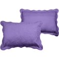 thumbnail image 1 of 2-Piece Embroidered Cotton Quilted Bed Pillow Shams Rustic Solid Color Soft Decorative Pillow Cases Set (Purple,20"x28"), 1 of 5