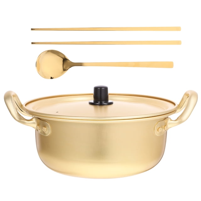 1 Set Hot-pot Pot Double Handle Pot Noodle Cooking Pot Aluminum Wok with Spoon